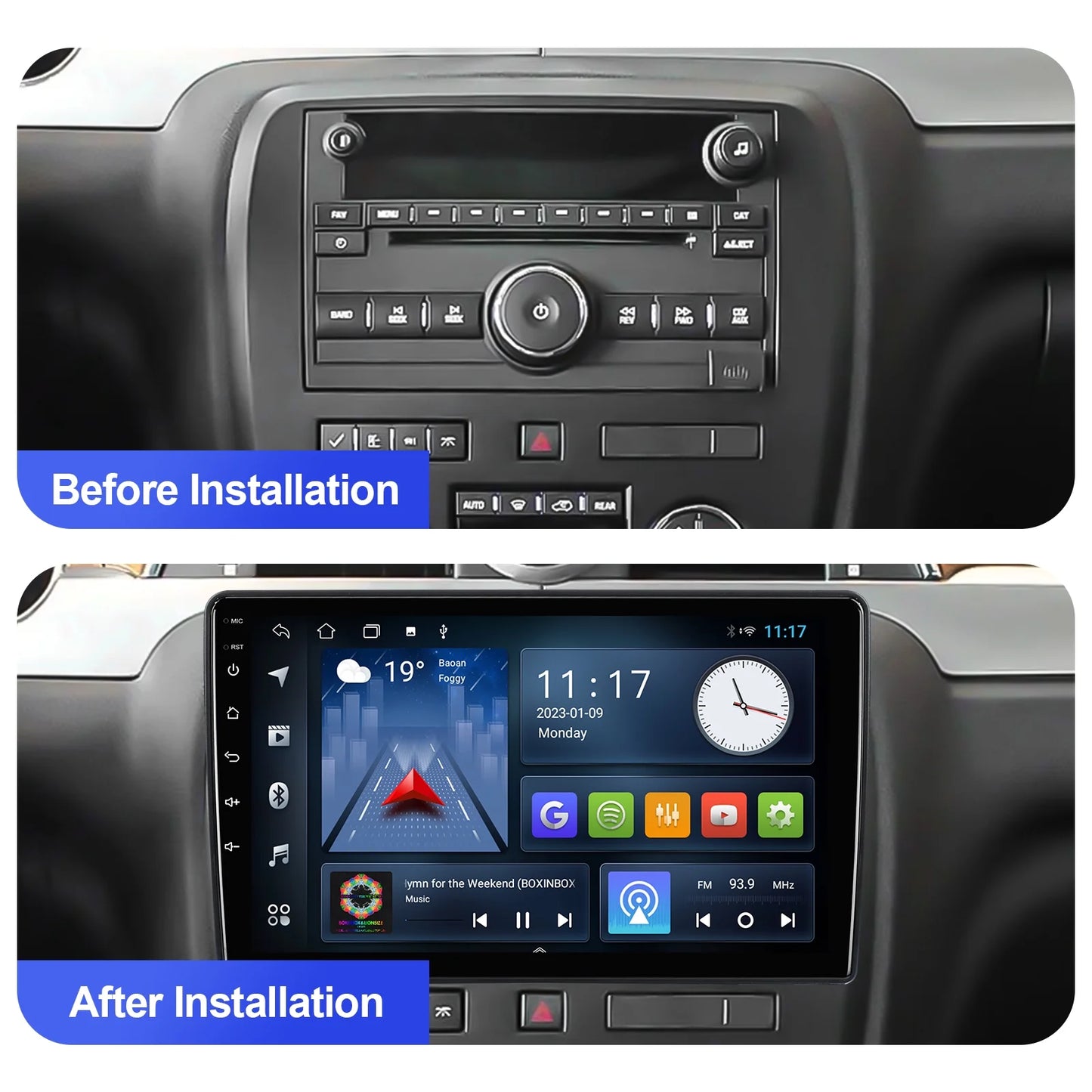 2+32G Aumume 10.1 inches Android 10 Double Din Car Stereo for Chevrolet/GMC/Buick IPS Touchscreen Screen Car Radio with Carplay & Android Auto Support Backup Camera GPS Navi FM BT