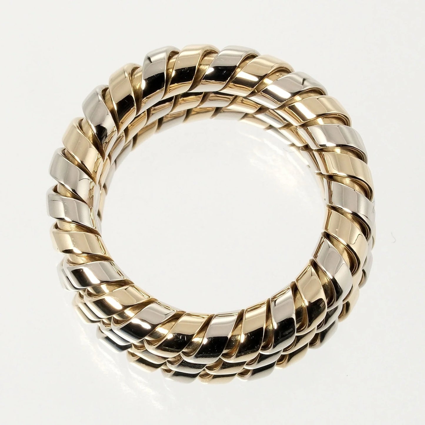 9 Ring 14.53g K18 YG WG Yellow Gold White (Good). Pre-Owned Bulgari BVLGARI Tubogas 3-row No