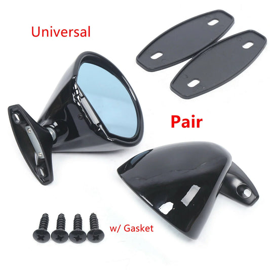 1 Pair Universal Classic Car Door Side Wing Mirror & Gasket Rear View Plane Mirror