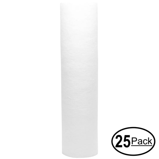 25-Pack Replacement for iSpring WKW21 Polypropylene Sediment Filter - Universal 10-inch 5-Micron Cartridge for iSpring 123Filter 3-Stage Counter-top Filter #WKW21 - Denali Pure Brand