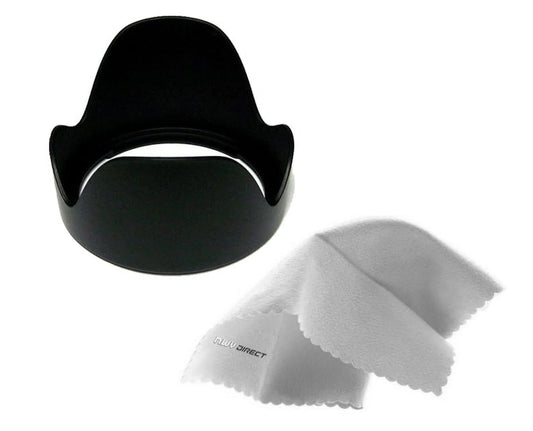 Alpha a6500 Pro Digital Lens Hood (Flower Design) (62mm) + Nw Direct Microfiber Cleaning Cloth.