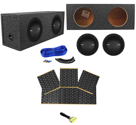 (2) Polk Audio MM1042DVC 10” 2400w Subwoofers+Sealed Sub Box Enclosure+Rockmat