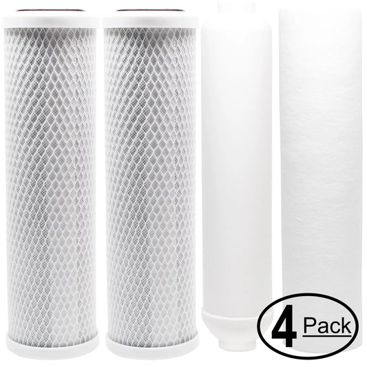 4-Pack Replacement for Filter Kit for Vitapur VRO-5WP RO System - Includes Carbon Block Filters, PP Sediment Filter & Inline Filter Cartridge - Denali Pure Brand