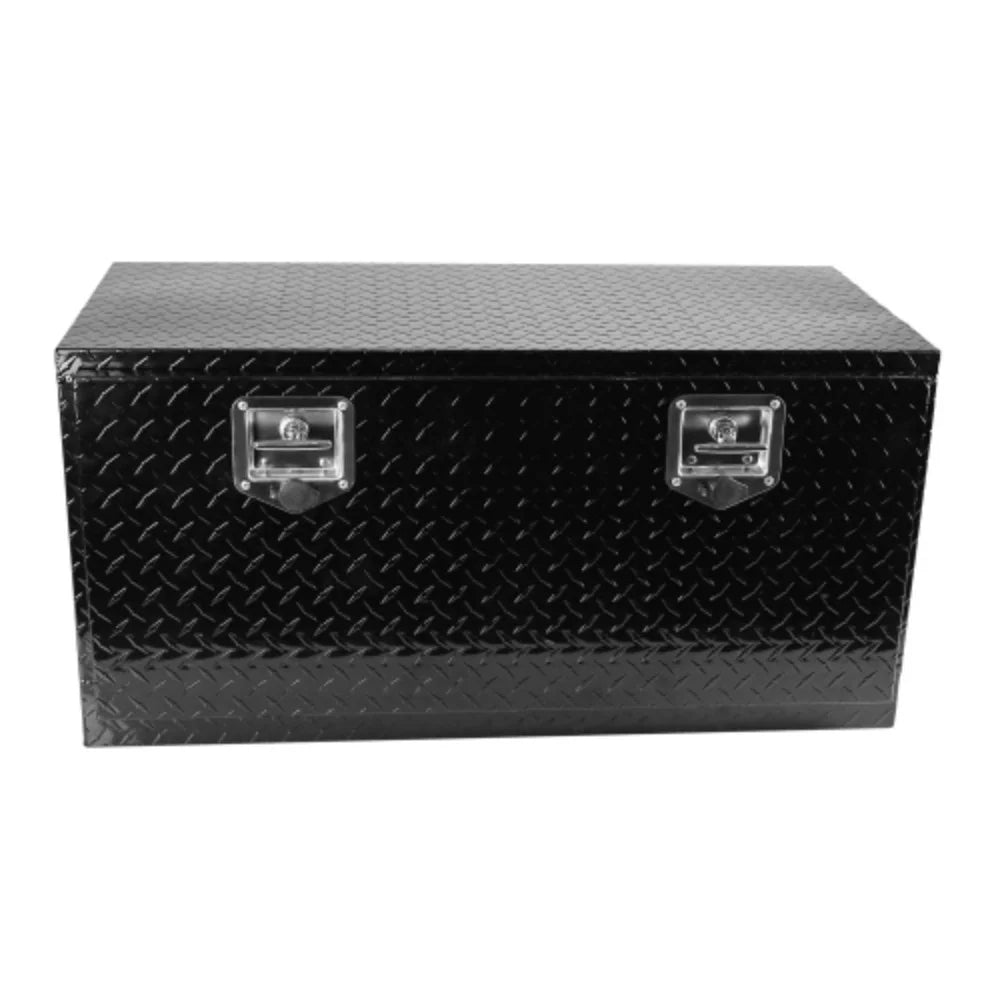 36 inch Heavy Duty Black Aluminum Tread Tool Box Truck Trailer Underbody Storage+Locks With T-Handle Latch Key  Black + Aluminum + Square box + 36"(36"×17.1"×17.9")