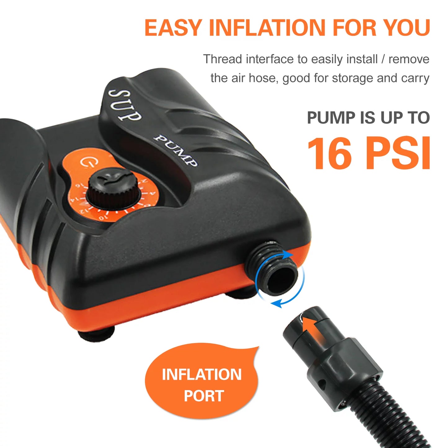 Anself Easy to Use 16 PSI Electric Air Pump with 6 Nozzles for Inflatables and Boats,