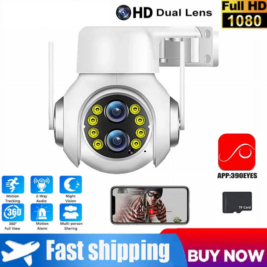 15x Zoom Outdoor Wireless Camera WiFi Surveillance Cameras 1080P Dual Lens Color Night Vision Audio Intercom HD Security CCTV