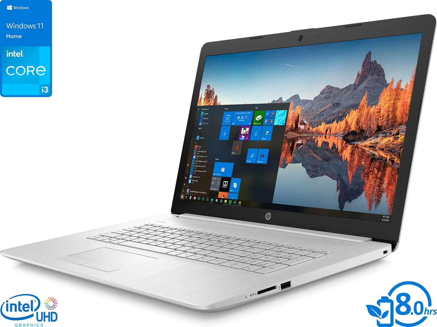 17 Laptop, 17.3" HD+ Display,  Core i3-1115G4 Upto 4.1GHz, 32GB RAM, 256GB NVMe SSD, HDMI, Card Reader, Wi-Fi, Bluetooth, Windows 11 Home S