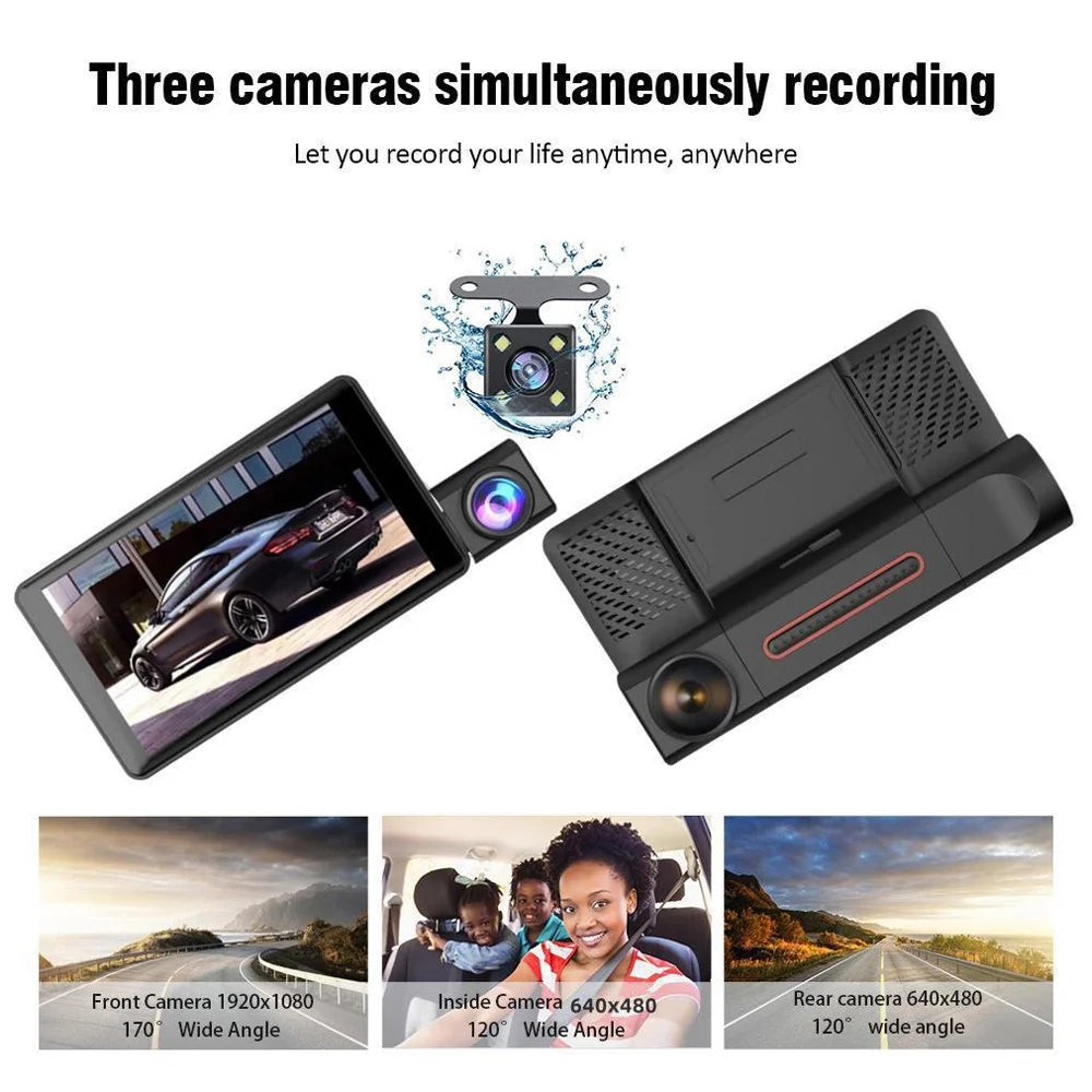 Apexeon Dash Camera,Screen Support Screen Dashcam Cam 1080p Camera 3-lens Dash Camera Inch Screen 1080p Dvr Camera 4 Dashcam Rear Cam Support Inside Rear CameraDvr Dash Camera Radirus 1080pdvr