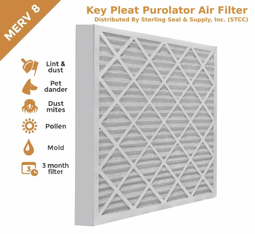 16x25x2 Purolator / Air Guard  Pleated Air Filter - MERV 8 (6 Pack)