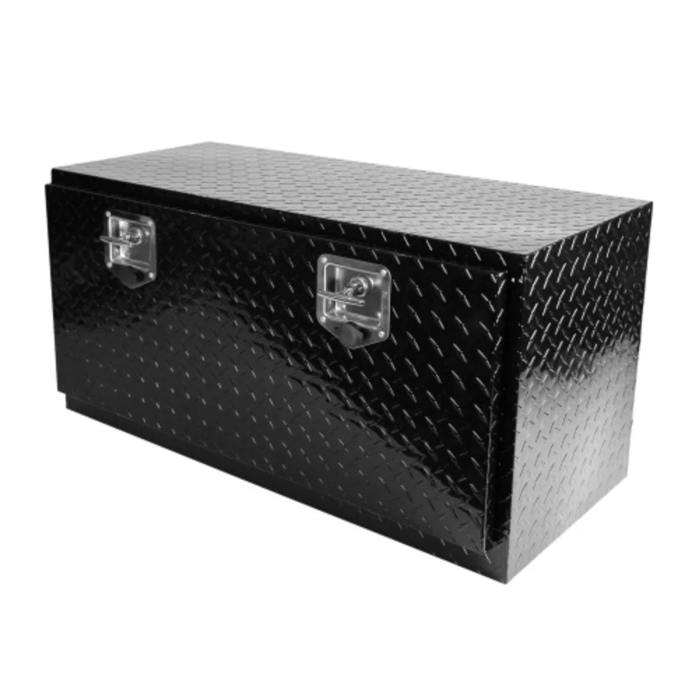 36 inch Heavy Duty Black Aluminum Tread Tool Box Truck Trailer Underbody Storage+Locks With T-Handle Latch Key  Black + Aluminum + Square box + 36"(36"×17.1"×17.9")