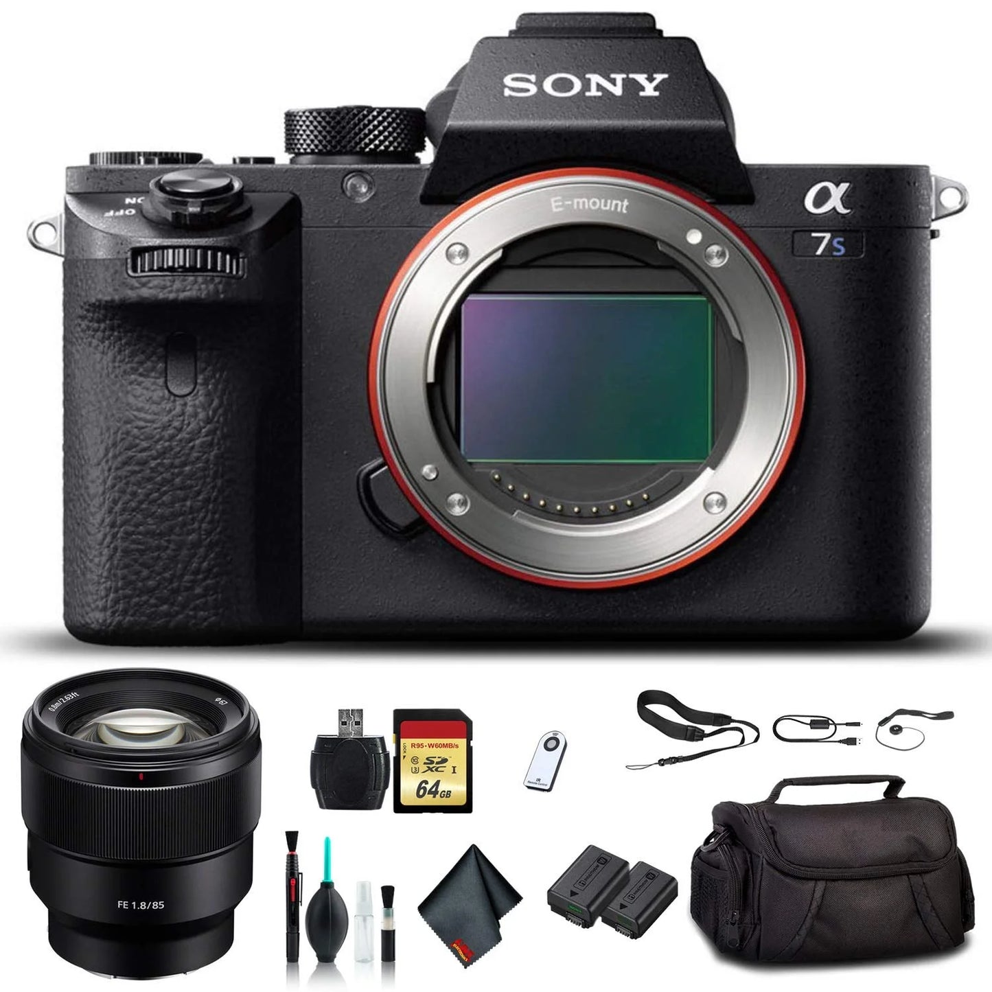 Alpha a7S II Mirrorless Camera ILCE7SM2/B With  FE 24-70mm Lens, Soft Bag, Additional Battery, 64GB Memory Card, Card Reader , Plus Essential Accessories