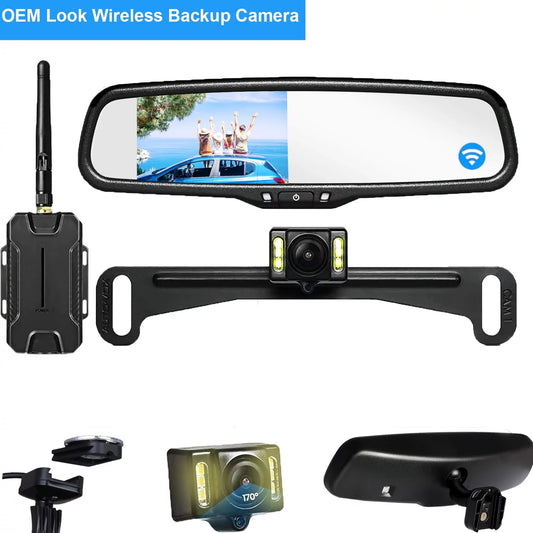 Auto-Vox Wireless Backup Camera Oem Look Rear View Mirror Camera for Trucks, Super Night Vision Car Backup Reversing Camera System for Vehicles (T1400U)