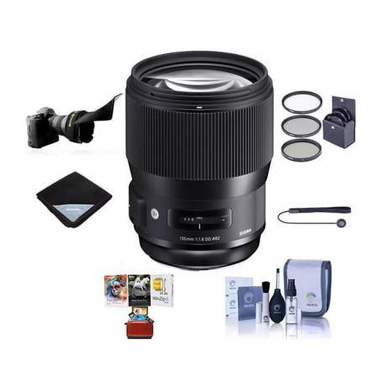 135mm f/1.8 DG HSM ART Lens for  E, Black, Bundle with ProOptic 82mm Filter Kit, Flex Lens Shade, Cleaning Kit, Lens Wrap, Lens Cap Tether, Mac Software Kit