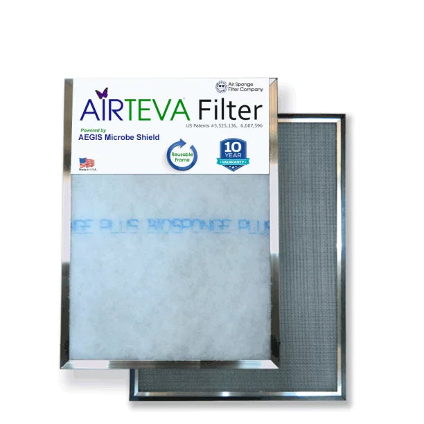 Airteva AC, Furnace Filter With (1) Biosponge Plus Replacement Pad (25 X 25 x 1) Actual Size: 24 1/2 x 24 1/2 x 3/4"