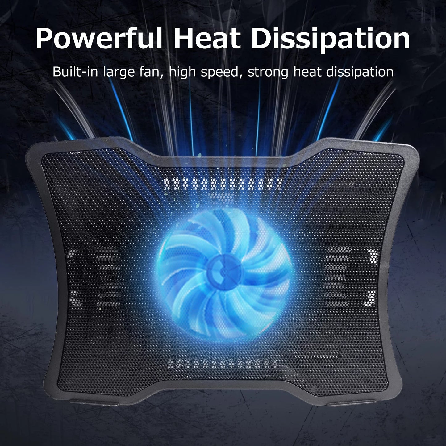 Arealer Portable Laptop Cooler Laptop Cooling Base Single Fan Design Low Noise Two USB Ports Support Laptops Below 14 inch