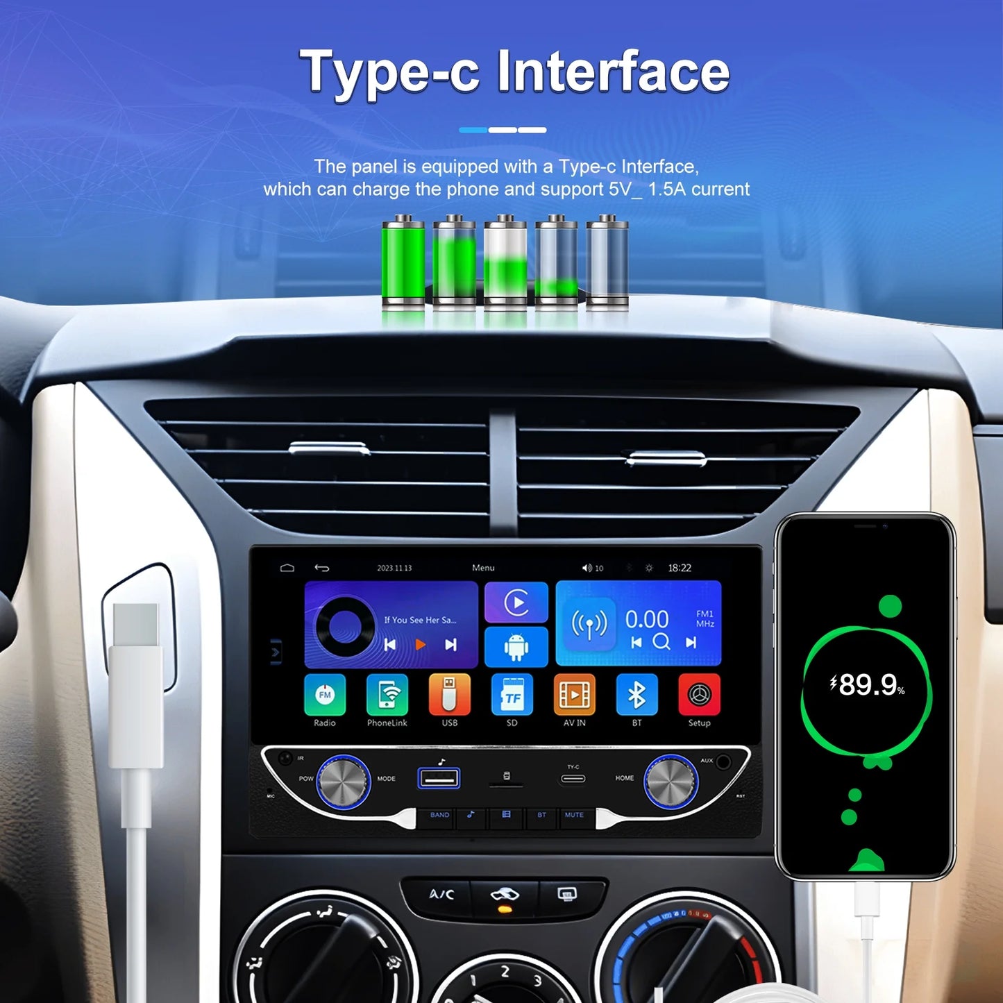 2DIN 6.86" Universal Car mp5 Player Bluetooth FM Radio Receiver Support TF/USB Rear View Camera wireless carplay/auto