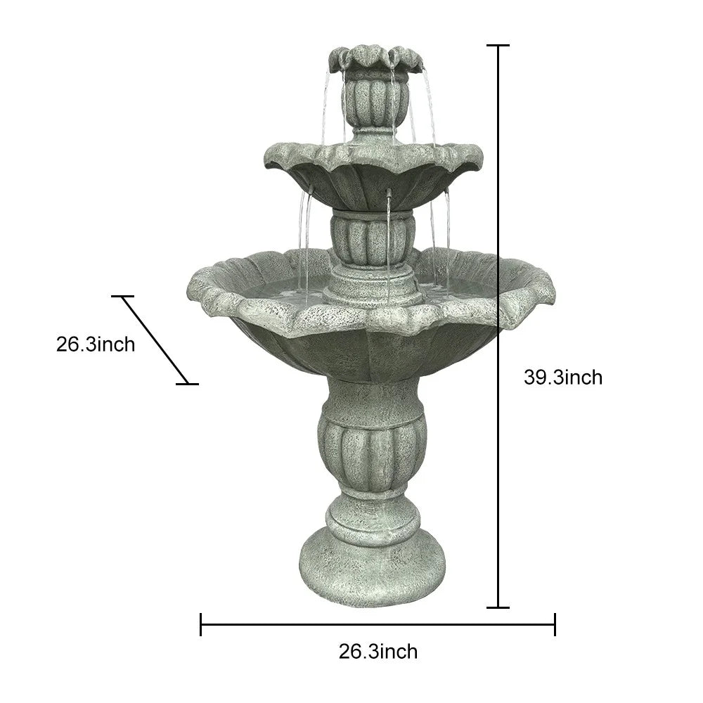 39In 3Tier Mediterranean Outdoor liquid Fountain Concrete Construction