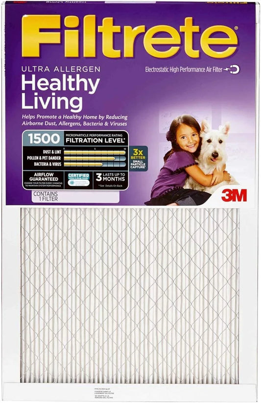 3M - 2001DC-6 Filtrete Ultra Allergen Reduction FPR9 Air Furnace Filter 16" X 25" X 1" 1-Pack White