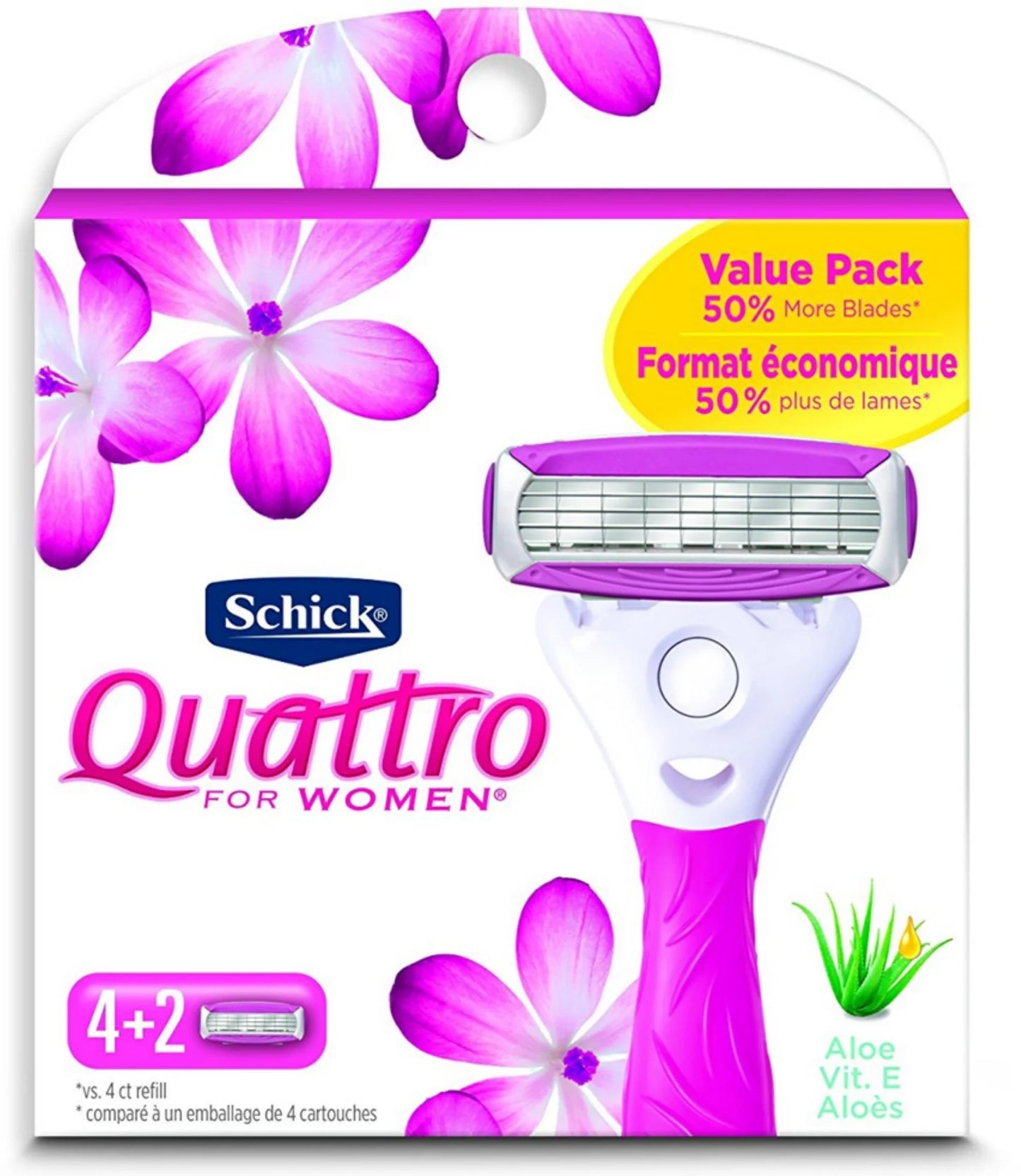 4 Pack - Schick Quattro Ultra Smooth Razor Blade Refills for Women 6 ea