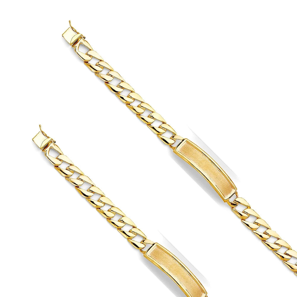 14k Yellow Gold Stamp Cuban Link ID Bracelet - 8" | Elegant 14KY Gold Chain Bracelets for Women and Men| Weight 13.6 | Men’s Jewelry