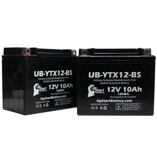 2-Pack UpStart Battery Replacement 2010 Honda TRX250 TE, TM, FourTrax Recon 250 CC Factory Activated, Maintenance Free, ATV Battery - 12V, 10Ah, UB-YTX12-BS