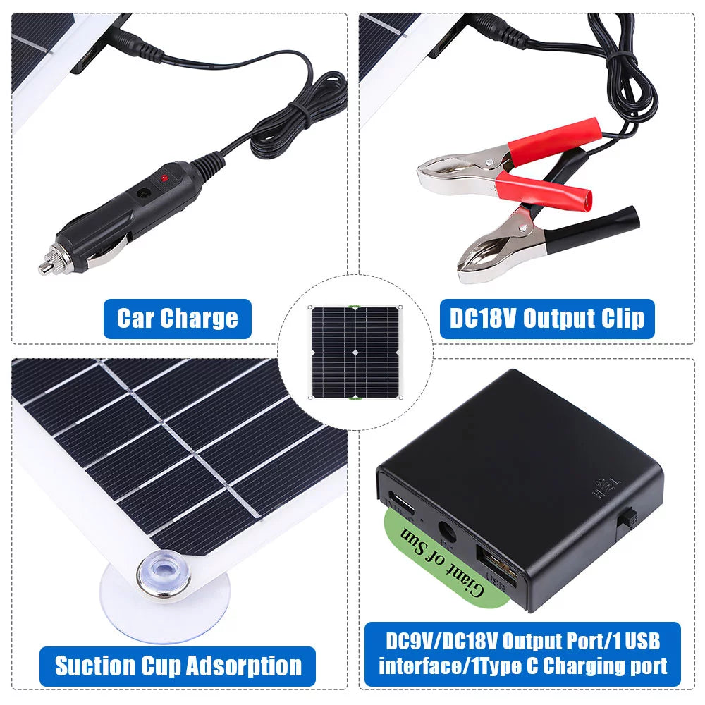 40W Solar Panel Kit 100A 12V Battery Charger With Controller for Car RV vessel Home Roof Van Camping by DFITO