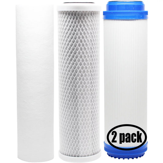 2-Pack Replacement for Filter Kit for US moisture Systems 300-H-2510C-B RO System - Includes Carbon Block Filter, PP Sediment Filter & GAC Filter - Denali Pure Brand