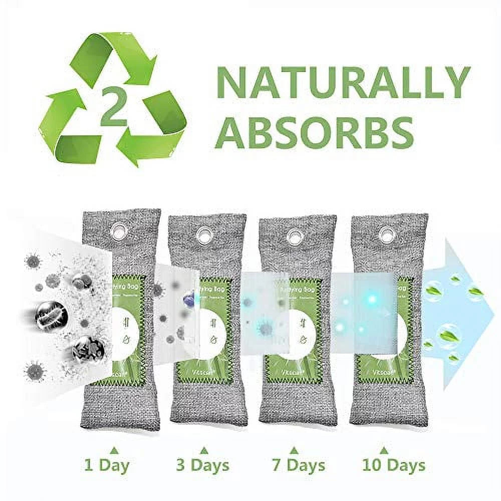 16 Pack Bamboo Charcoal Air Purifying Bag, Activated Charcoal Bags Odor Absorber, Moisture Absorber, Natural Car Air Freshener, Shoe Deodorizer, Odor Eliminators For Home, Pet, Closet (16x