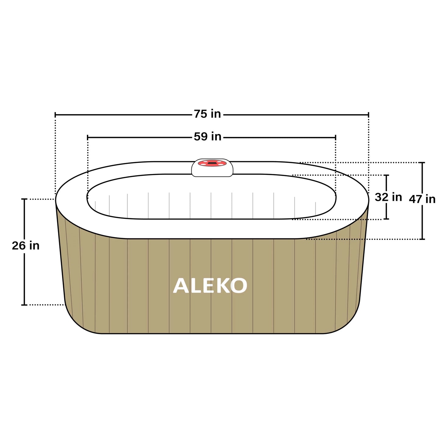 ALEKO 145 Gallon 2 Person Brown Oval Inflatable Jetted Hot Tub with wrap