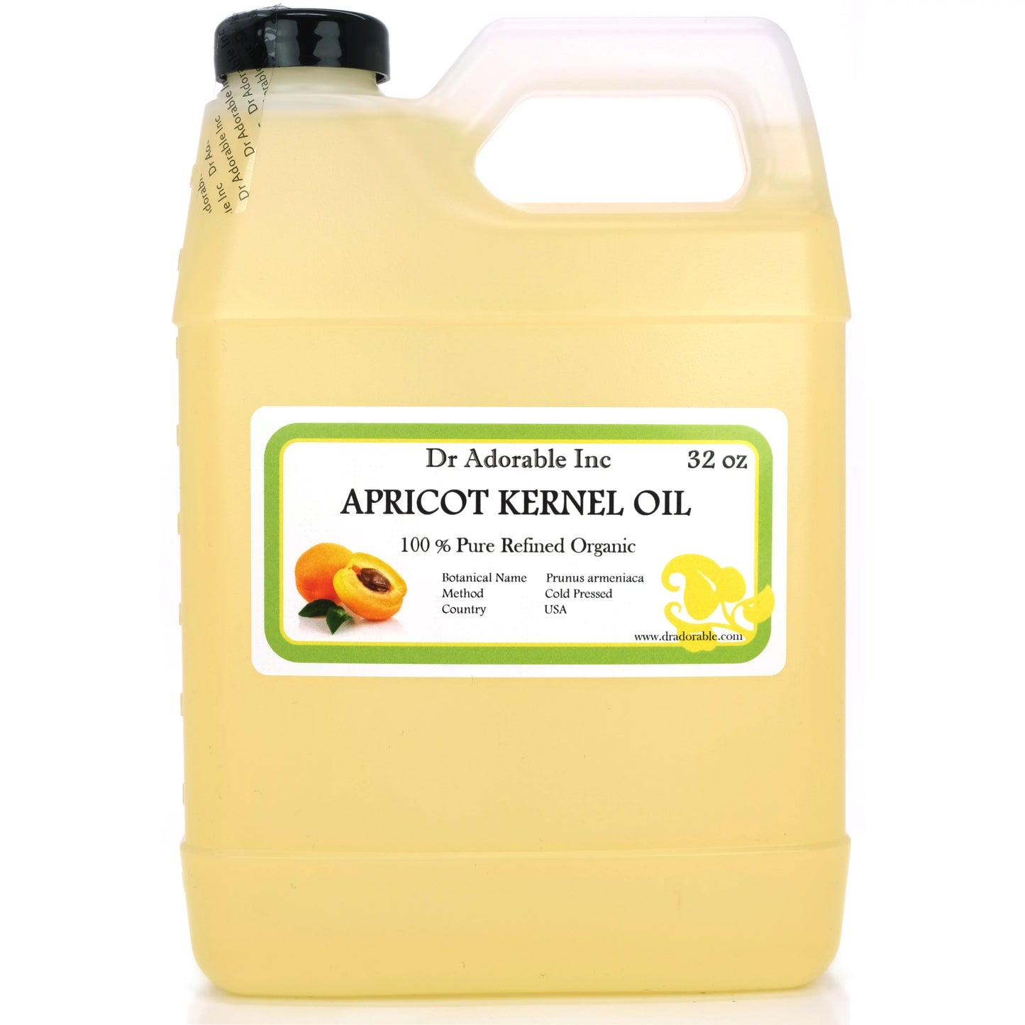 Adorable - 100% Pure Apricot Kernel Oil - Organic Cold Pressed Natural Skin and Hair Care Massage Therapy Aromatherapy - 32 oz. Dr