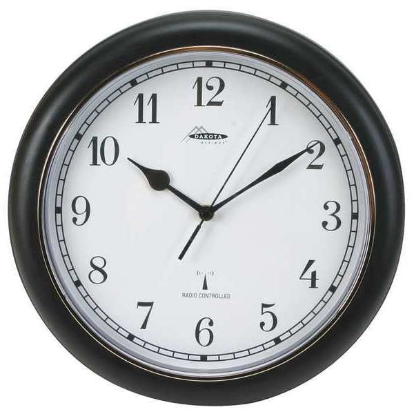 1Pack ZoroSelect 2CJA3 12-1/8" Analog Quartz Atomic Wall Clock, Black