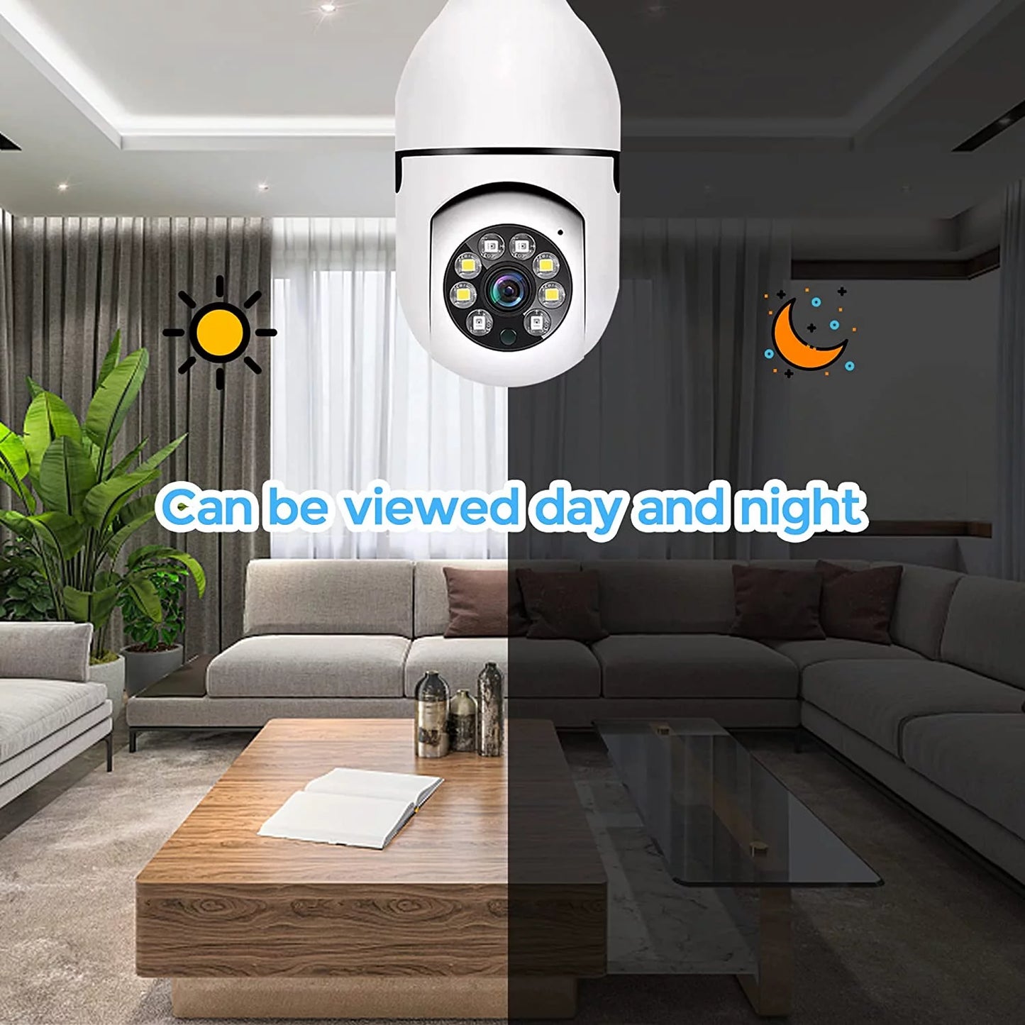 2 Pack Light Bulb Security Camera, 360 Degree PTZ2.4GHz & 5G WiFi Camera, Wireless Home Indoor and Outdoor Camera + 32GB SD Card (Two), APP Access, Motion Detection Alarm, Local and Cloud Storage