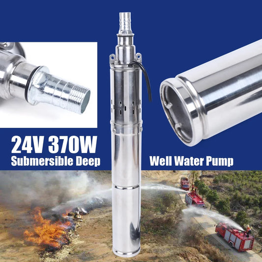 24V 370W Solar liquid Pump Deep Well Solar Submersible Pump Head Stainless Screw Pump for Pond Farm Irrigation