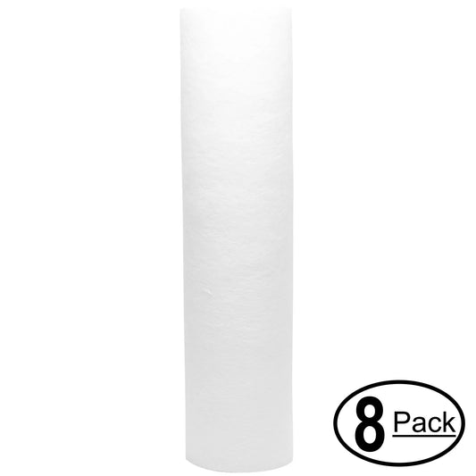 8-Pack Replacement for H2O Distributors H2O-UCF-03 Polypropylene Sediment Filter - Universal 10-inch 5-Micron Cartridge for H2O Distributors Triple Stage Under Sink System - Denali Pure Brand