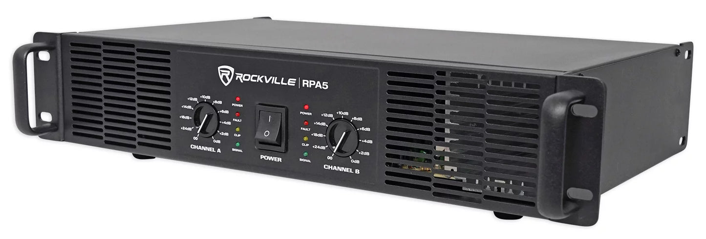 2) Rockville SPG84 8“ 800W 4 Ohm PA Speakers ABS Cabinet+RPA4 1000w Amplifier