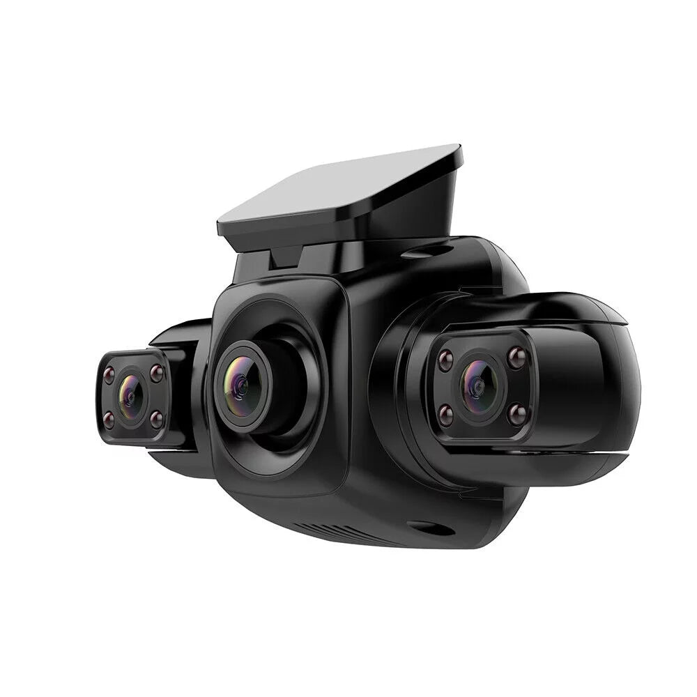 3 Channel Dash Cam Front, Left, Right and Rear, Front and Rear Inside, 360°Panoramic Driving Recorder HD Car Cameras Night Vision