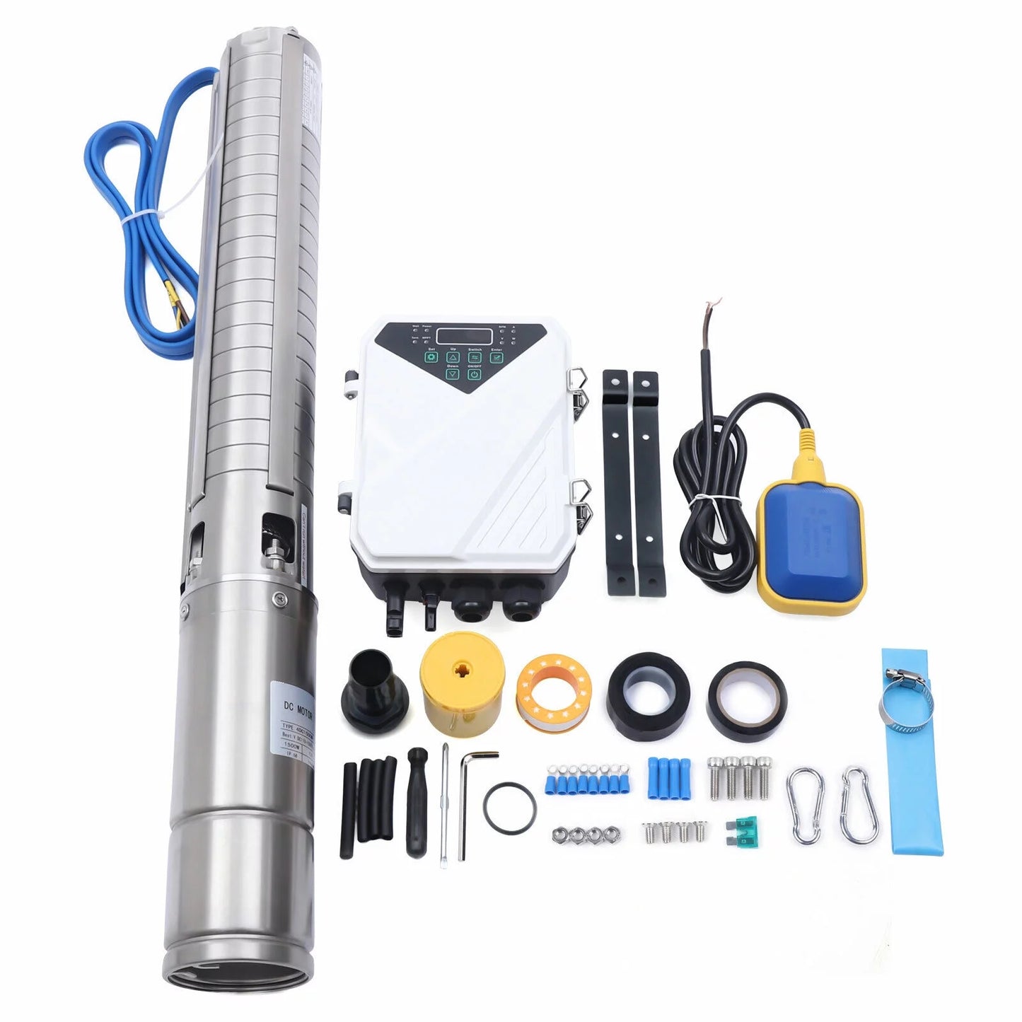 4" 2  110V Solar aqua Pump Submersible MPPT Controller Kit DC Deep Well Pump