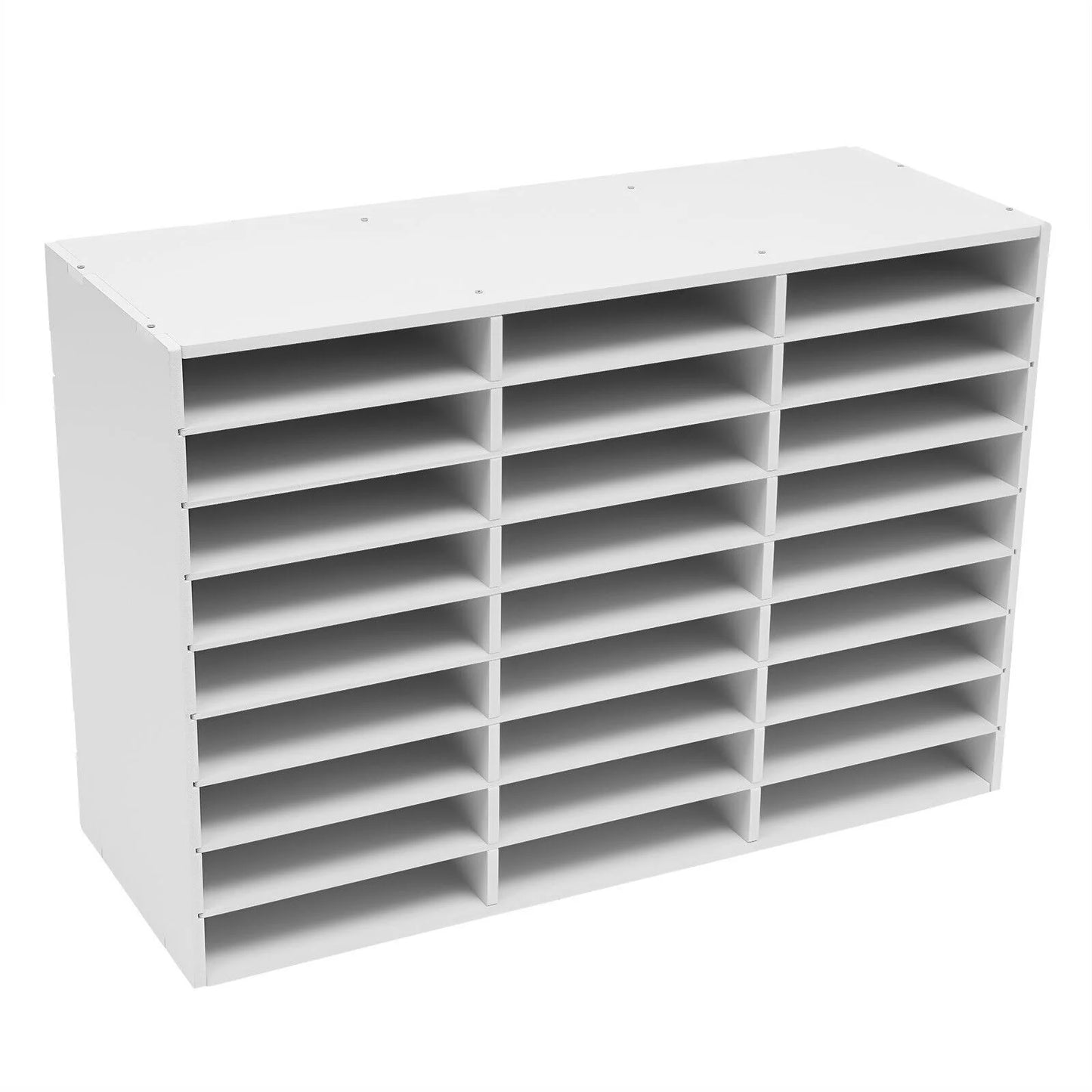 27 Slots Classroom Keepers Literature Storage Rack PVC File Holder White Mailbox