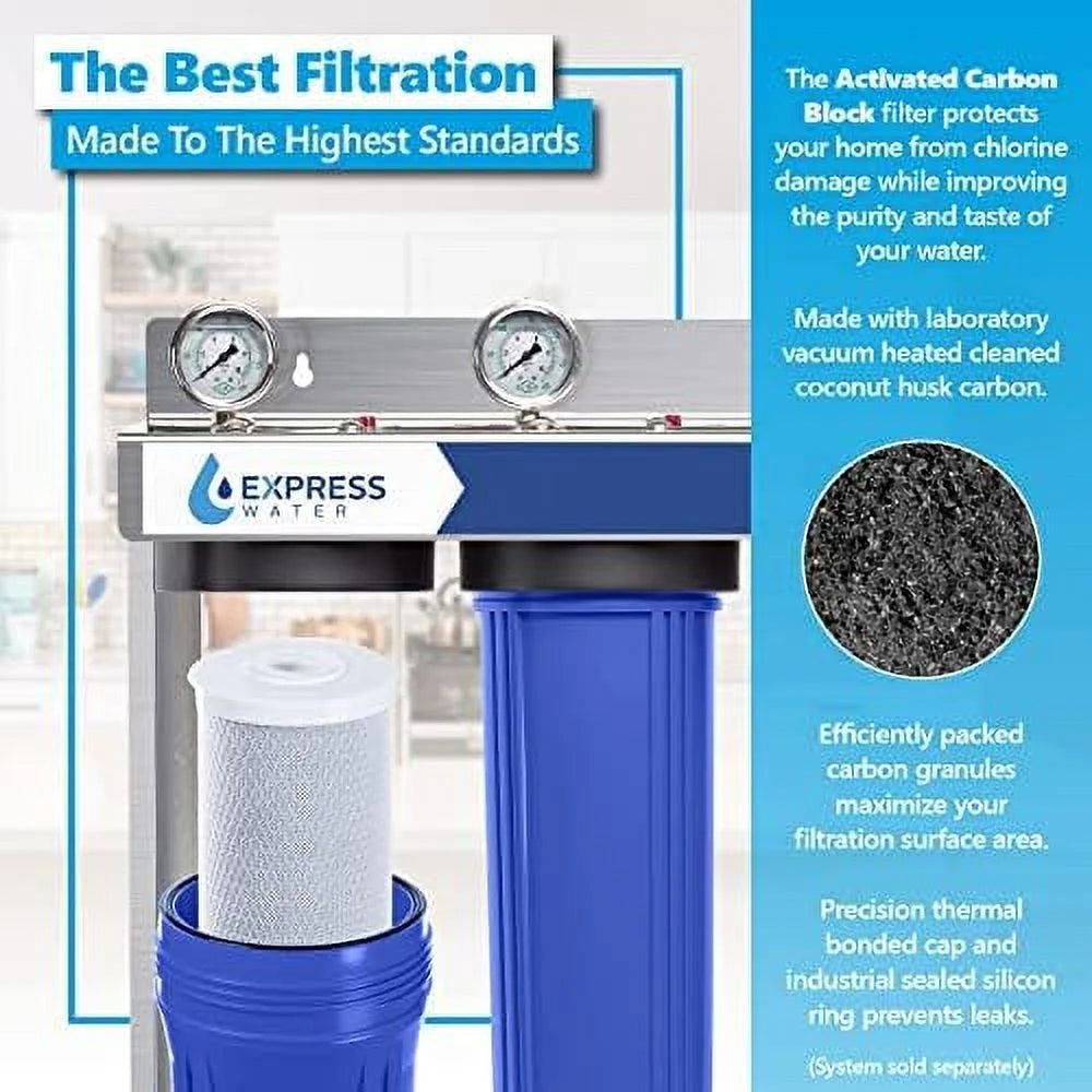 6 pack moisture filter activated carbon block replacement filter  acb large capacity moisture filter  whole house filtration  5 micron liquid filter  4.5” x 20” inch