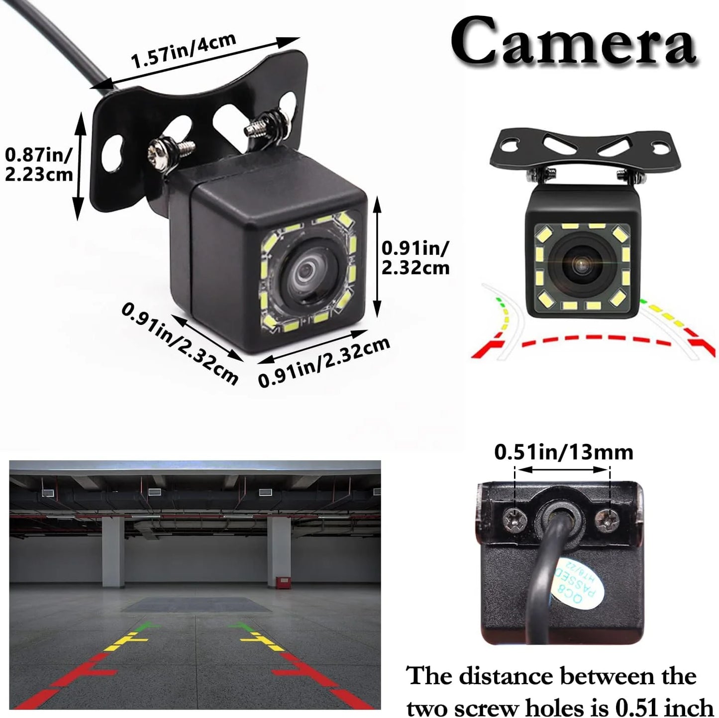 Aienxn Car Backup Camera, 170° Wide View Angle Waterproof HD 12 Night Vision Car Rear View Camera Including