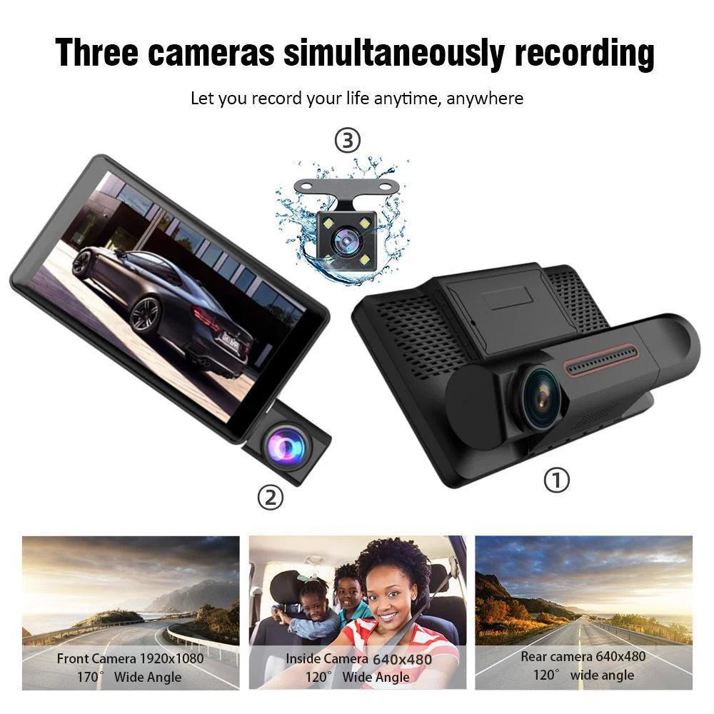 Apexeon Dash Camera,Screen Support Screen Dashcam Cam 1080p Camera 3-lens Dash Camera Inch Screen 1080p Dvr Camera 4 Dashcam Rear Cam Support Inside Rear CameraDvr Dash Camera Radirus 1080pdvr