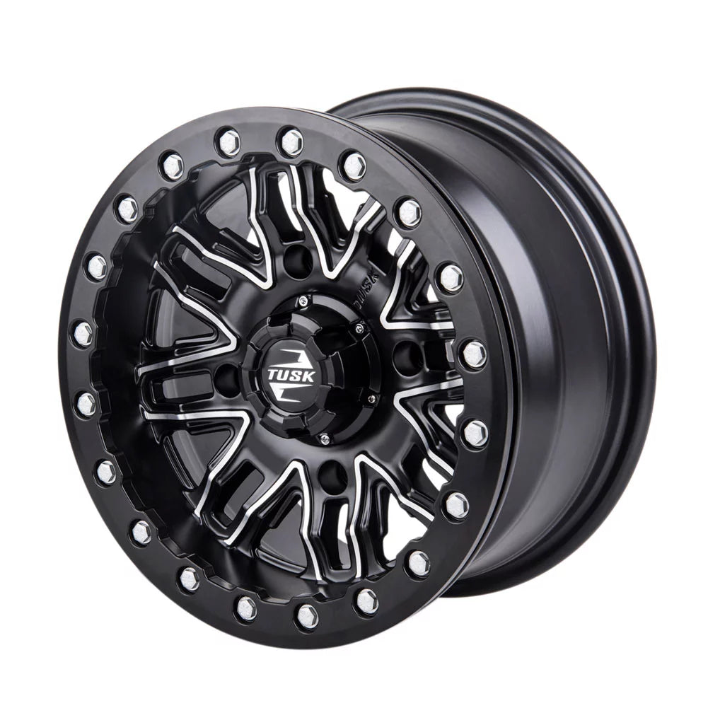 4/156 Tusk Nebo Beadlock Wheel 14x7 4.0 + 3.0 Machined/Black For Yamaha Wolverine RMAX 2 1000 Sport 2022