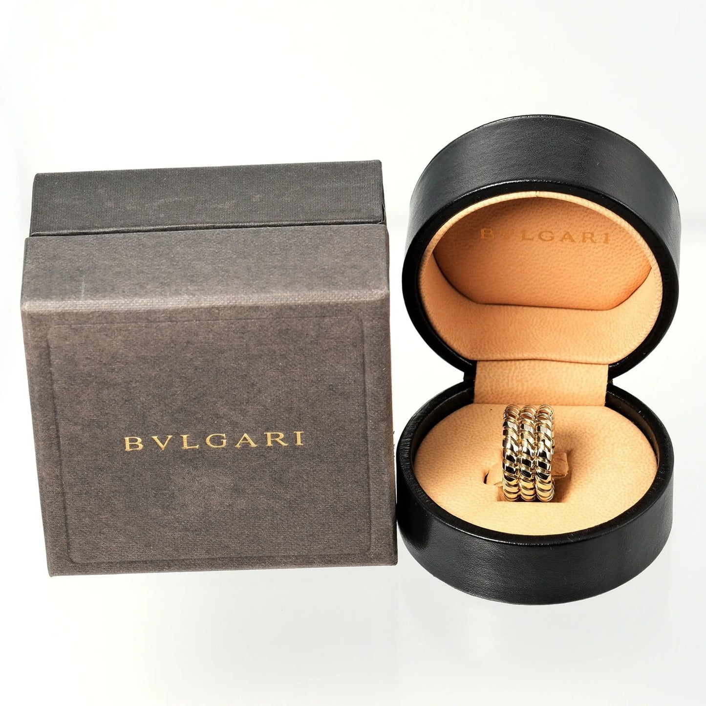 9 Ring 14.53g K18 YG WG Yellow Gold White (Good). Pre-Owned Bulgari BVLGARI Tubogas 3-row No