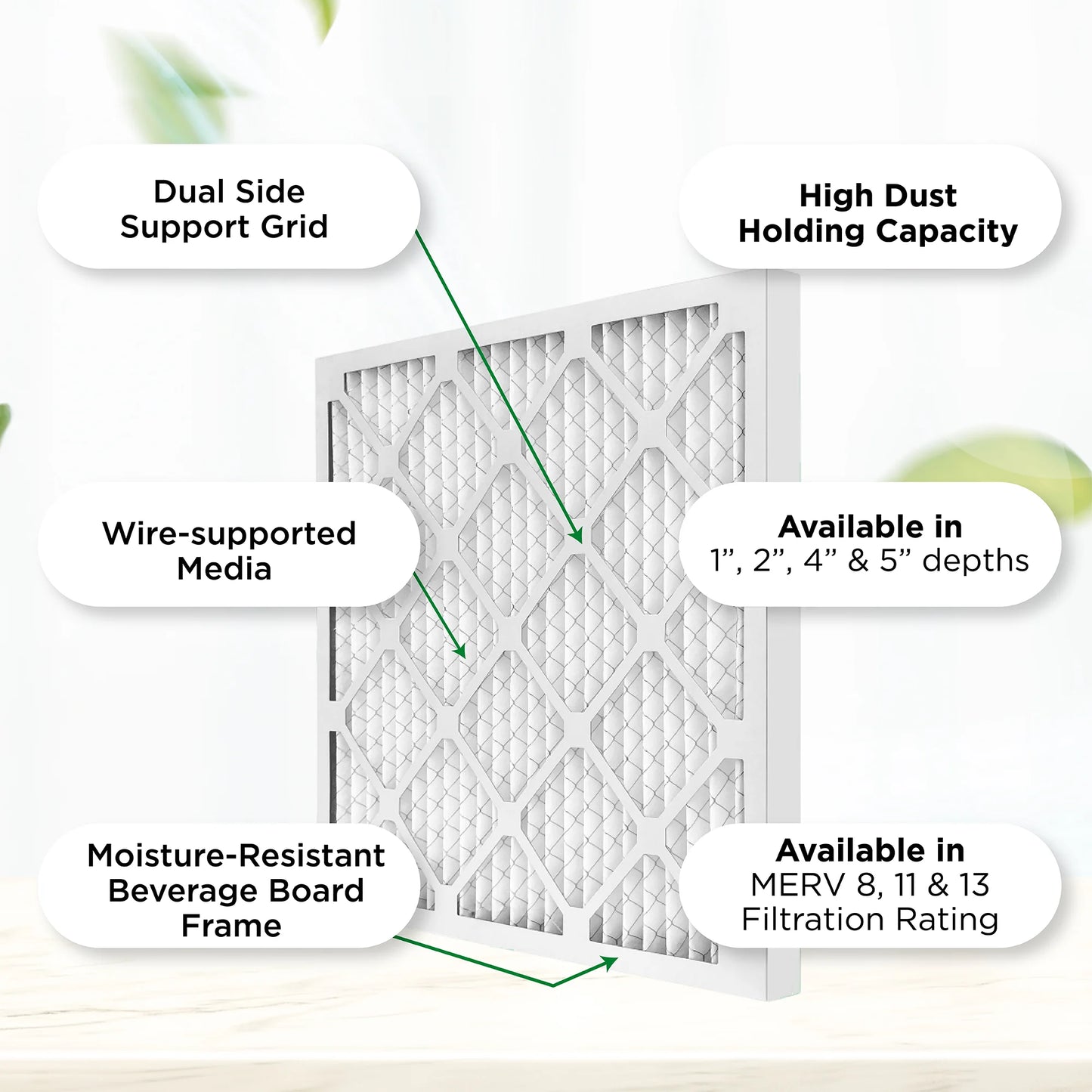 Actual Size: 17-3/4 x 17-3/4 x 3/4. Quantity 6. 18x18x1 MERV 11, MPR 1000 Pleated AC Furnace 1" Air Filters by Pamlico