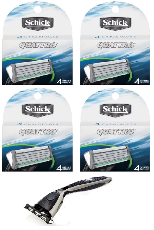 (4 Pack). appropriate Razor +  Schick Quattro Refill Cartridges, 4 Ct