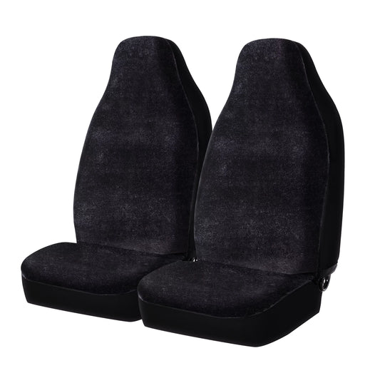 Auto Drive 2 Piece Car Seat Covers High Back Soft Faux Fur Polyester Black, Universal Fit, 2002SC101