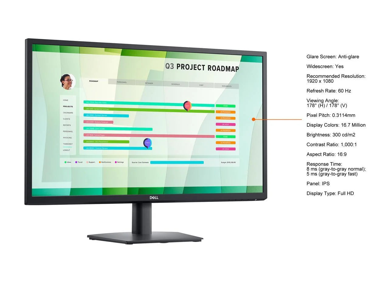 27" 60 Hz IPS FHD IPS Monitor 8 ms (gray-to-gray normal); 5 ms (gray-to-gray fast) 1920 x 1080 D-Sub, HDMI Flat Panel E2723HN