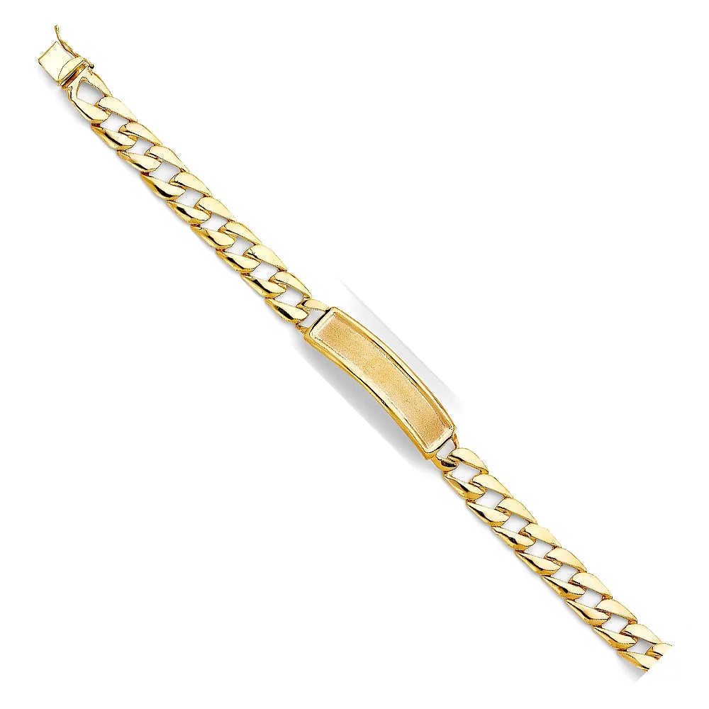 14k Yellow Gold Stamp Cuban Link ID Bracelet - 8" | Elegant 14KY Gold Chain Bracelets for Women and Men| Weight 13.6 | Men’s Jewelry