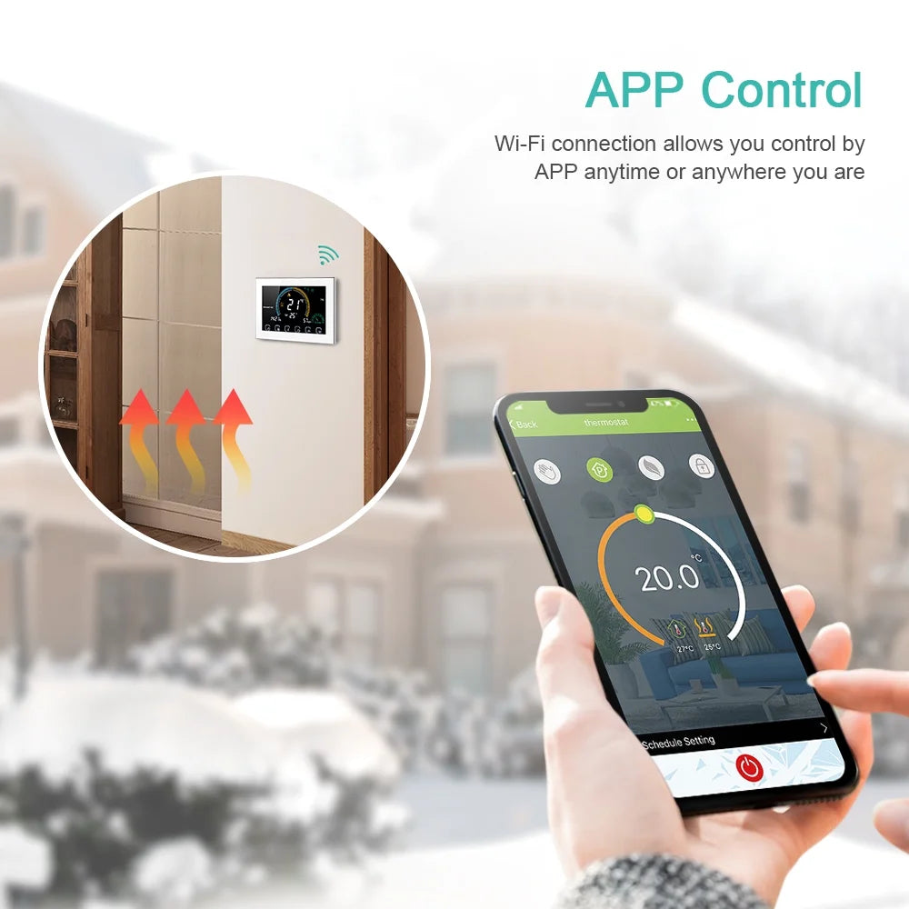 95-240V Smart Programmable 5+1+1 Six Periods Voice APP Control Backlight LCD / Gas Boiler Heating Thermoregulator with Index Humidity Display Lock Function suitable with Echo Home Tma