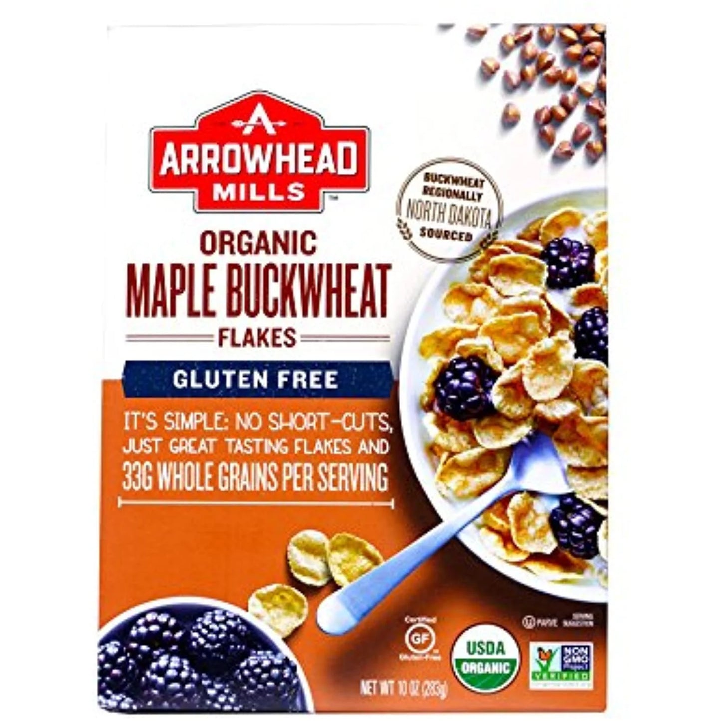 Arrowhead Mills Organic Maple Buckwheat Flakes, 10 Ounce Box